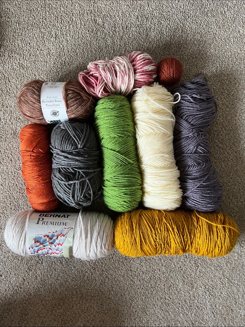Mixed Yarn Bundle in Varied Colors / mostly acrylic / crochet